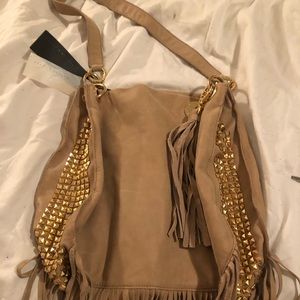 Stella & Jamie camel suede bag